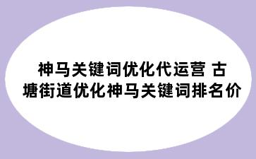神马关键词优化代运营 古塘街道优化神马关键词排名价